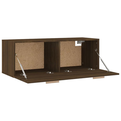 Wandkast 100X36,5X35 Cm Bewerkt Hout Bruin Eikenkleur