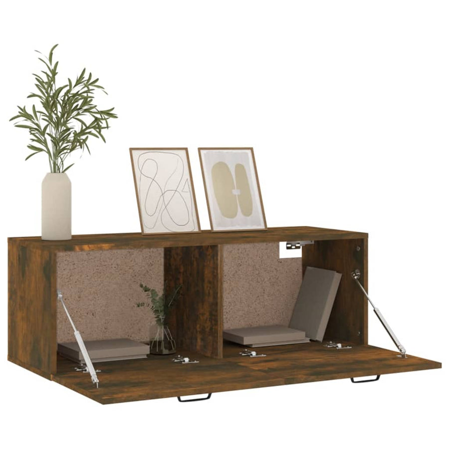 Wandkast 100X36,5X35 Cm Bewerkt Hout Gerookt Eikenkleurig