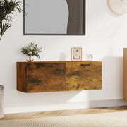 Wandkast 100x36,5x35 cm bewerkt hout gerookt eiken