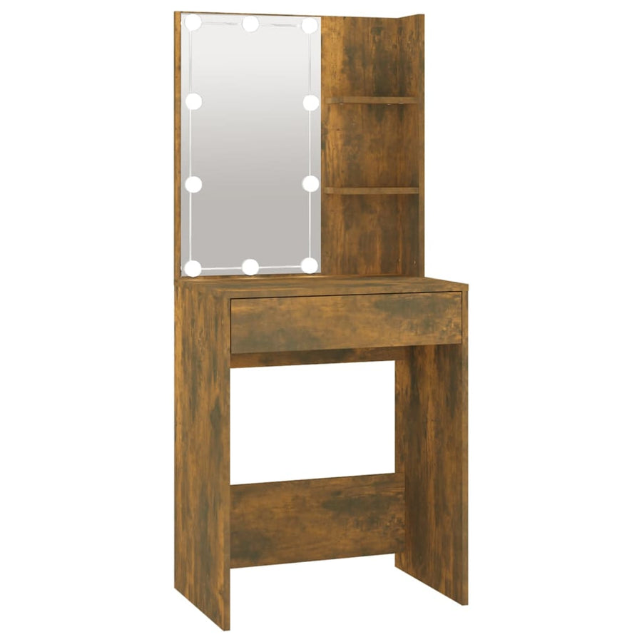 Kaptafel Met Led-Verlichting 60X40X40 Cm Kleur Gerookt eiken
