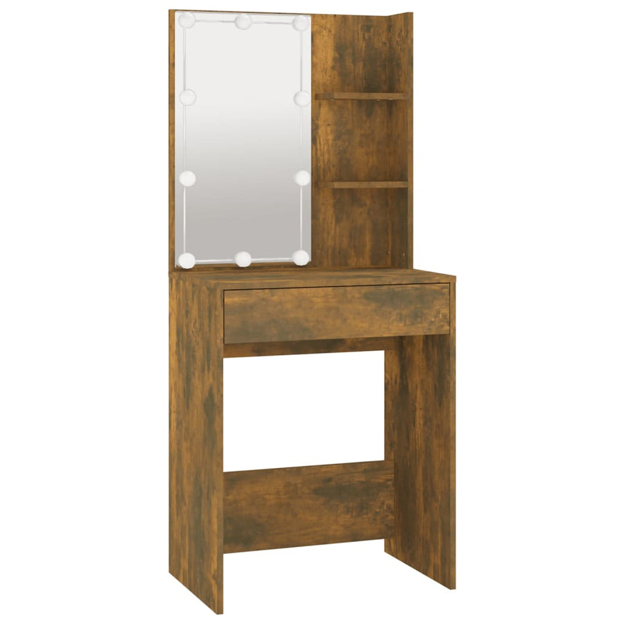 Kaptafel Met Led-Verlichting 60X40X40 Cm Kleur Gerookt eiken