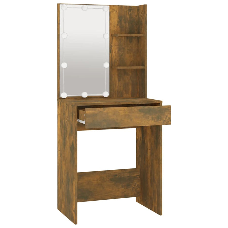 Kaptafel Met Led-Verlichting 60X40X40 Cm Kleur Gerookt eiken