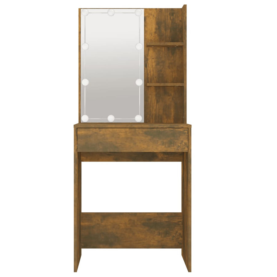 Kaptafel Met Led-Verlichting 60X40X40 Cm Kleur Gerookt eiken