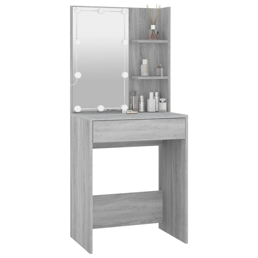 Kaptafel Met Led-Verlichting 60X40X40 Cm Eiken Grijs sonoma