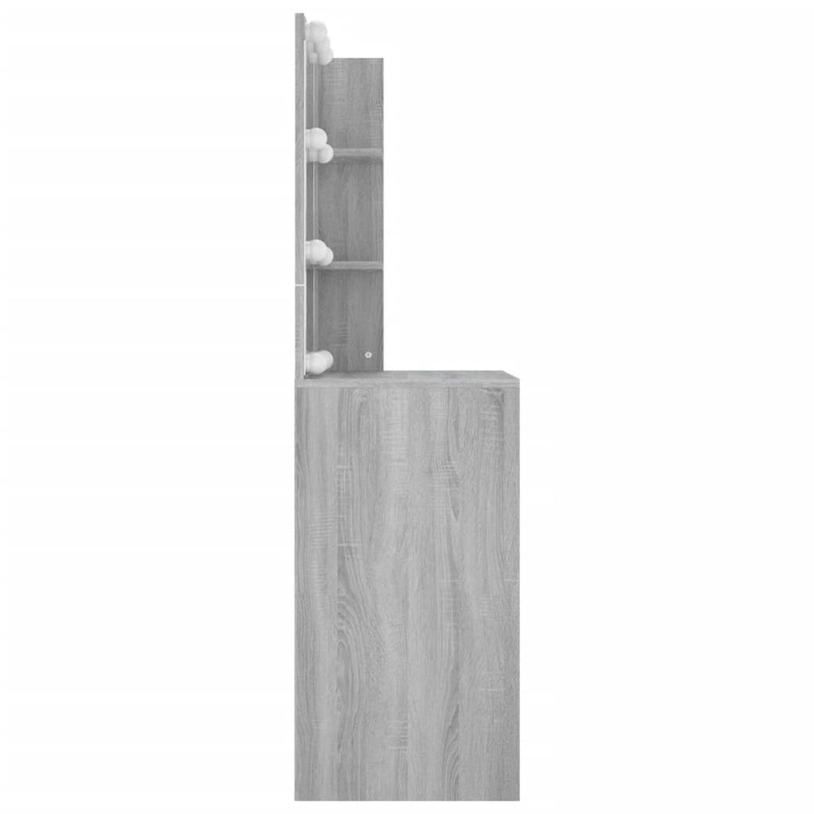 Kaptafel Met Led-Verlichting 60X40X40 Cm Eiken Grijs sonoma