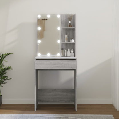 Kaptafel Met Led-Verlichting 60X40X40 Cm Eiken Grijs sonoma