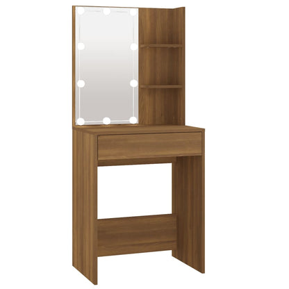 Kaptafel Met Led-Verlichting 60X40X40 Cm Bruineikenkleurig bruin eikenkleur