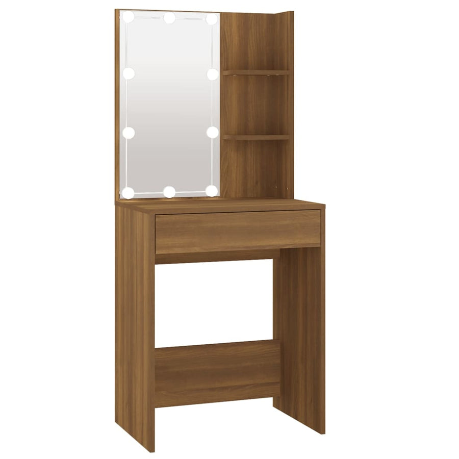 Kaptafel Met Led-Verlichting 60X40X40 Cm Bruineikenkleurig bruin eikenkleur