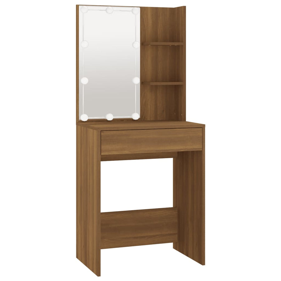Kaptafel Met Led-Verlichting 60X40X40 Cm Bruineikenkleurig bruin eikenkleur