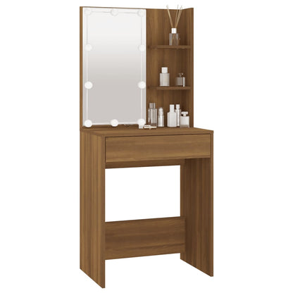 Kaptafel Met Led-Verlichting 60X40X40 Cm Bruineikenkleurig bruin eikenkleur