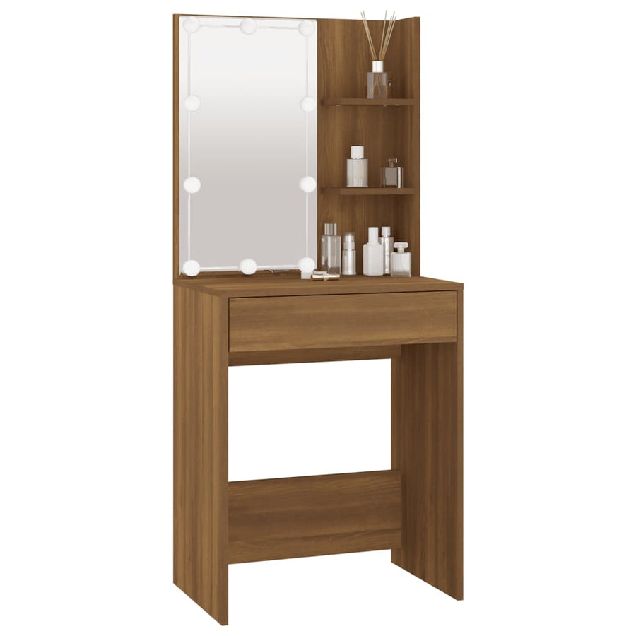 Kaptafel Met Led-Verlichting 60X40X40 Cm Bruineikenkleurig bruin eikenkleur
