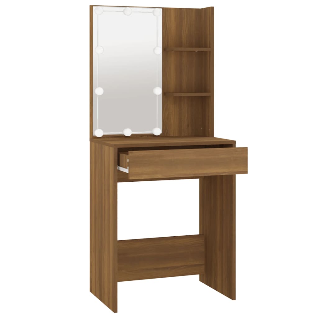 Kaptafel Met Led-Verlichting 60X40X40 Cm Bruineikenkleurig bruin eikenkleur