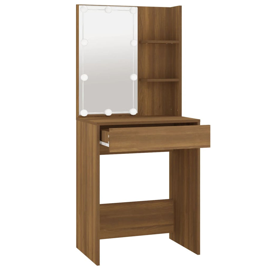 Kaptafel Met Led-Verlichting 60X40X40 Cm Bruineikenkleurig bruin eikenkleur