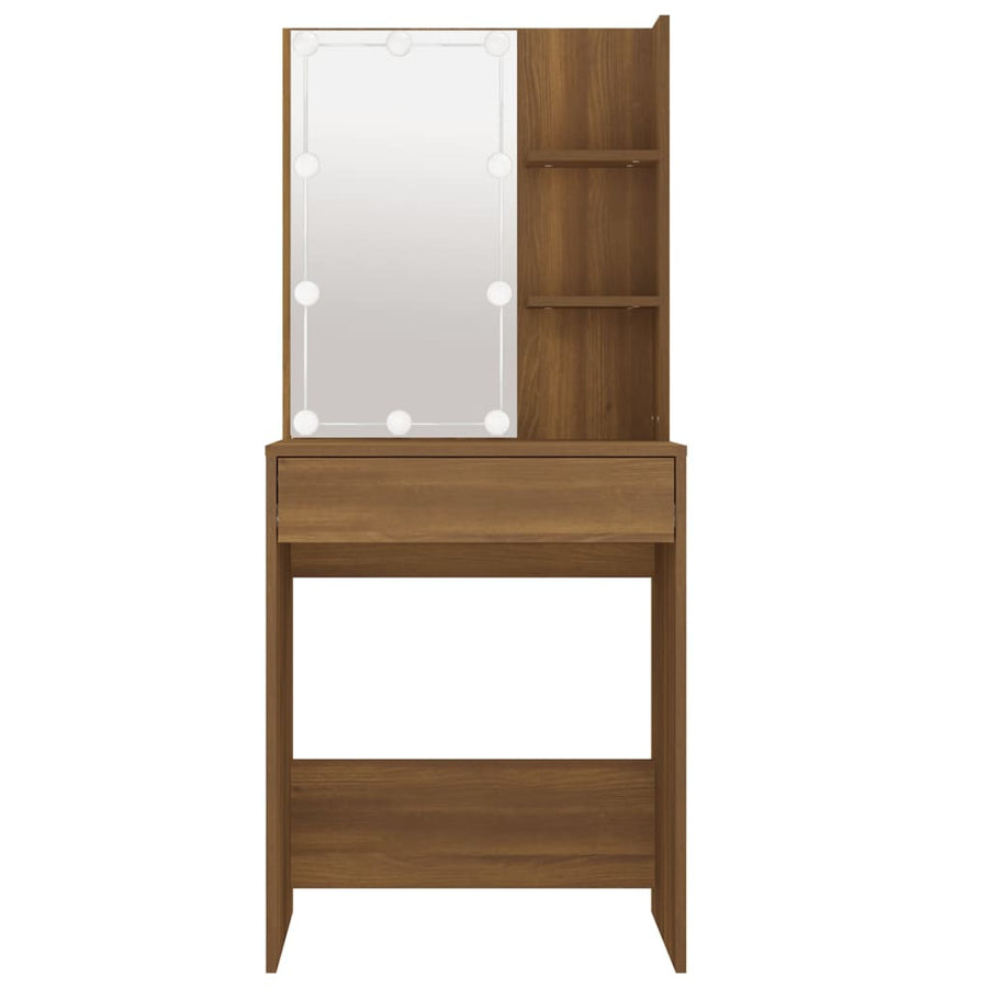 Kaptafel Met Led-Verlichting 60X40X40 Cm Bruineikenkleurig bruin eikenkleur