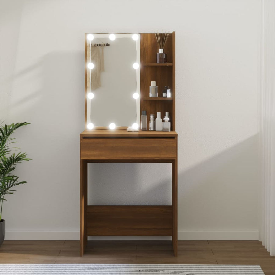 Kaptafel Met Led-Verlichting 60X40X40 Cm Bruineikenkleurig bruin eikenkleur