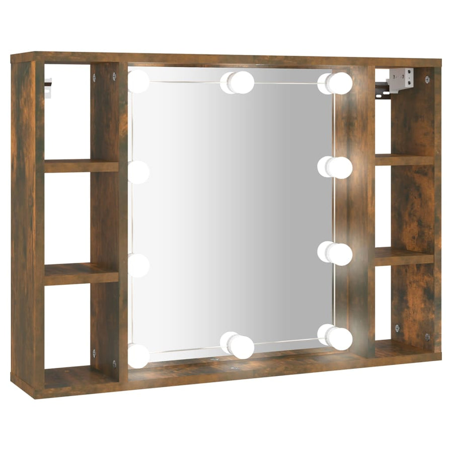Spiegelkast Met Led-Verlichting 76X5X55 Cm Kleur Gerookt eiken