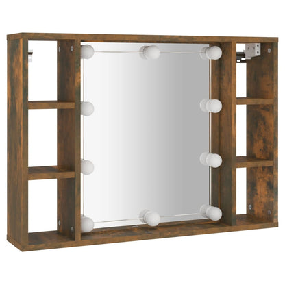 Spiegelkast Met Led-Verlichting 76X5X55 Cm Kleur Gerookt eiken