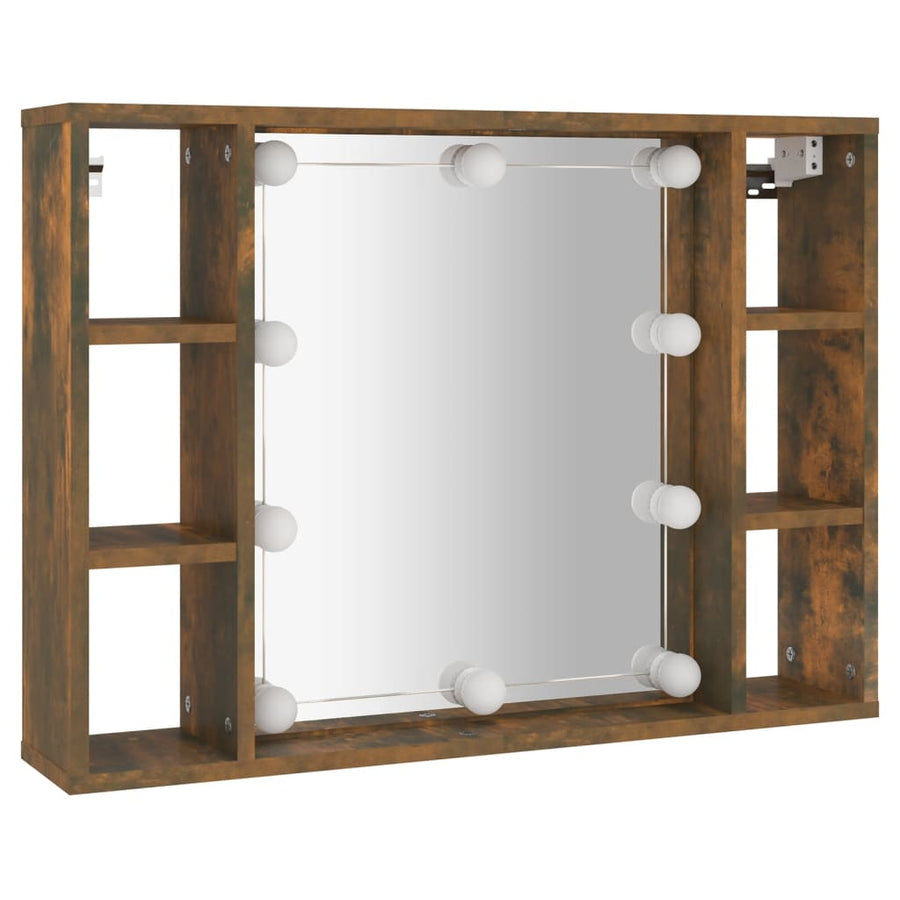Spiegelkast Met Led-Verlichting 76X5X55 Cm Kleur Gerookt eiken