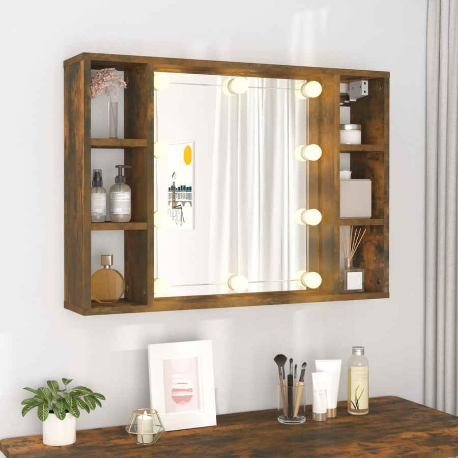 Spiegelkast Met Led-Verlichting 76X5X55 Cm Kleur Gerookt eiken