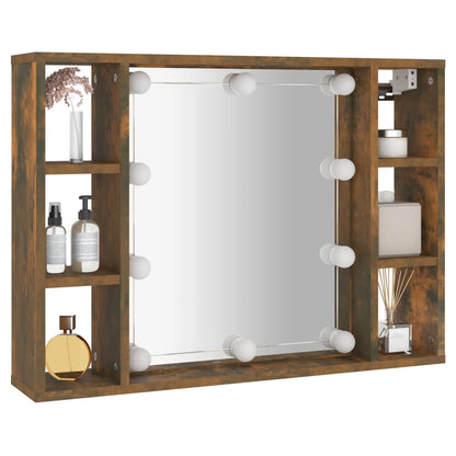 Spiegelkast Met Led-Verlichting 76X5X55 Cm Kleur Gerookt eiken