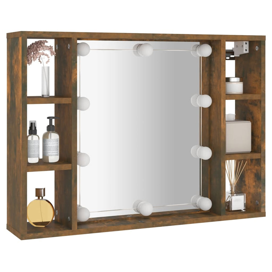 Spiegelkast Met Led-Verlichting 76X5X55 Cm Kleur Gerookt eiken