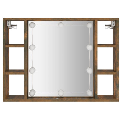 Spiegelkast Met Led-Verlichting 76X5X55 Cm Kleur Gerookt eiken