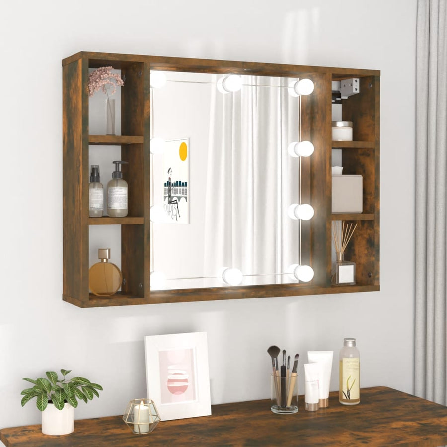 Spiegelkast Met Led-Verlichting 76X5X55 Cm Kleur Gerookt eiken