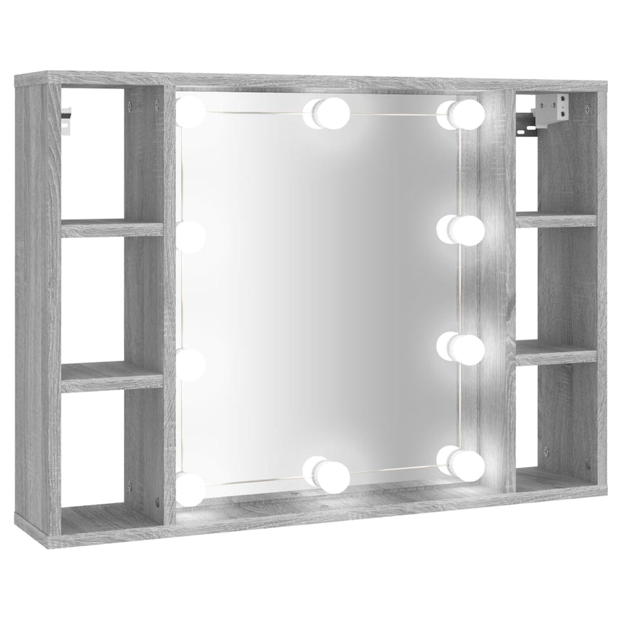 Spiegelkast Met Led-Verlichting 76X5X55 Cm Eiken Grijs sonoma