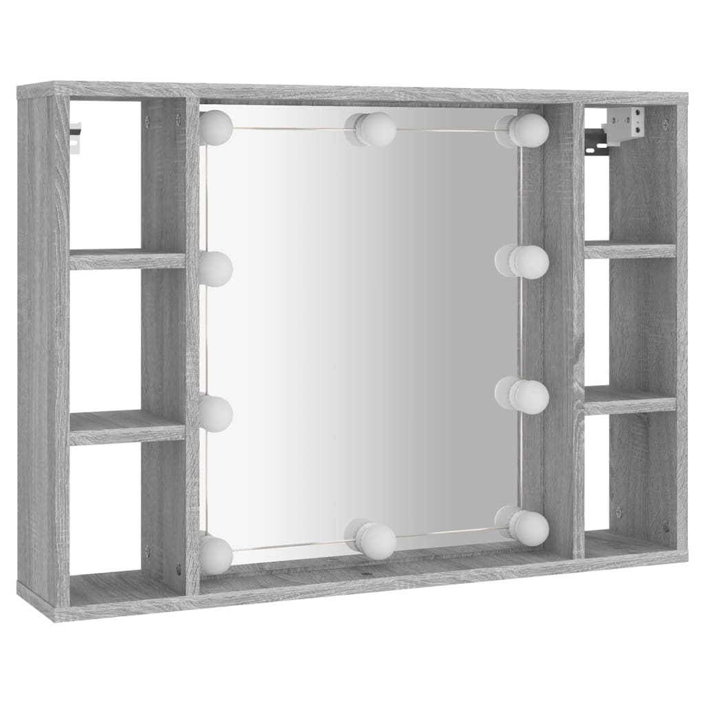 Spiegelkast Met Led-Verlichting 76X5X55 Cm Eiken Grijs sonoma
