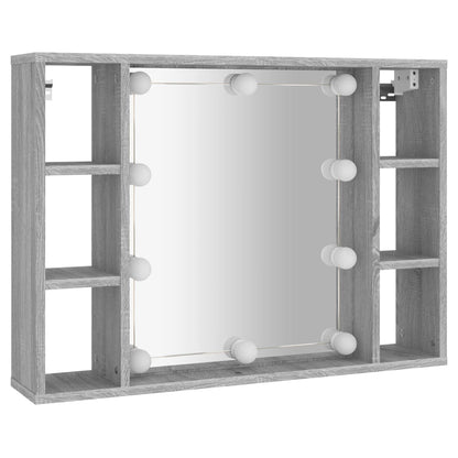 Spiegelkast Met Led-Verlichting 76X5X55 Cm Eiken Grijs sonoma