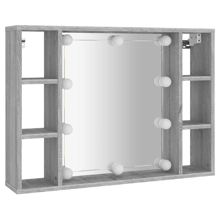Spiegelkast Met Led-Verlichting 76X5X55 Cm Eiken Grijs sonoma