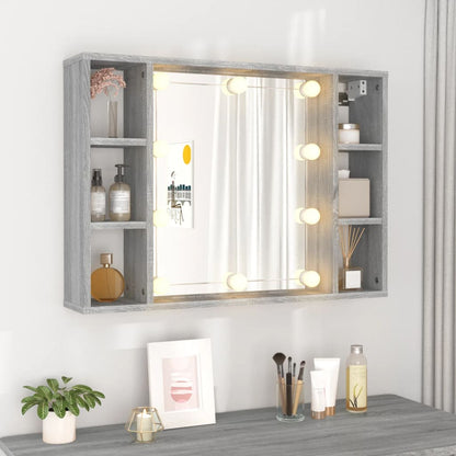 Spiegelkast Met Led-Verlichting 76X5X55 Cm Eiken Grijs sonoma