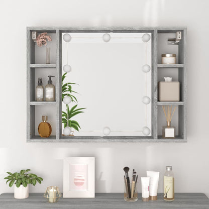 Spiegelkast Met Led-Verlichting 76X5X55 Cm Eiken Grijs sonoma