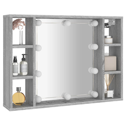Spiegelkast Met Led-Verlichting 76X5X55 Cm Eiken Grijs sonoma