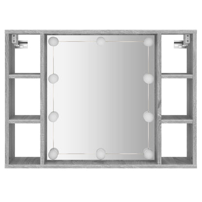 Spiegelkast Met Led-Verlichting 76X5X55 Cm Eiken Grijs sonoma