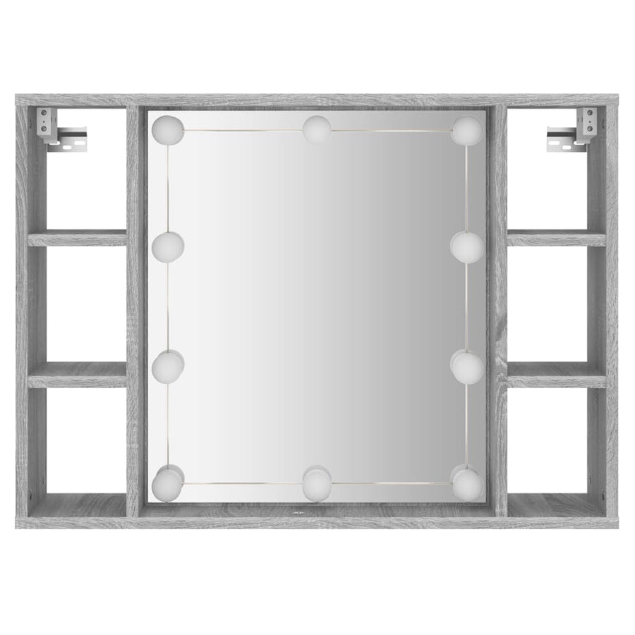 Spiegelkast Met Led-Verlichting 76X5X55 Cm Eiken Grijs sonoma