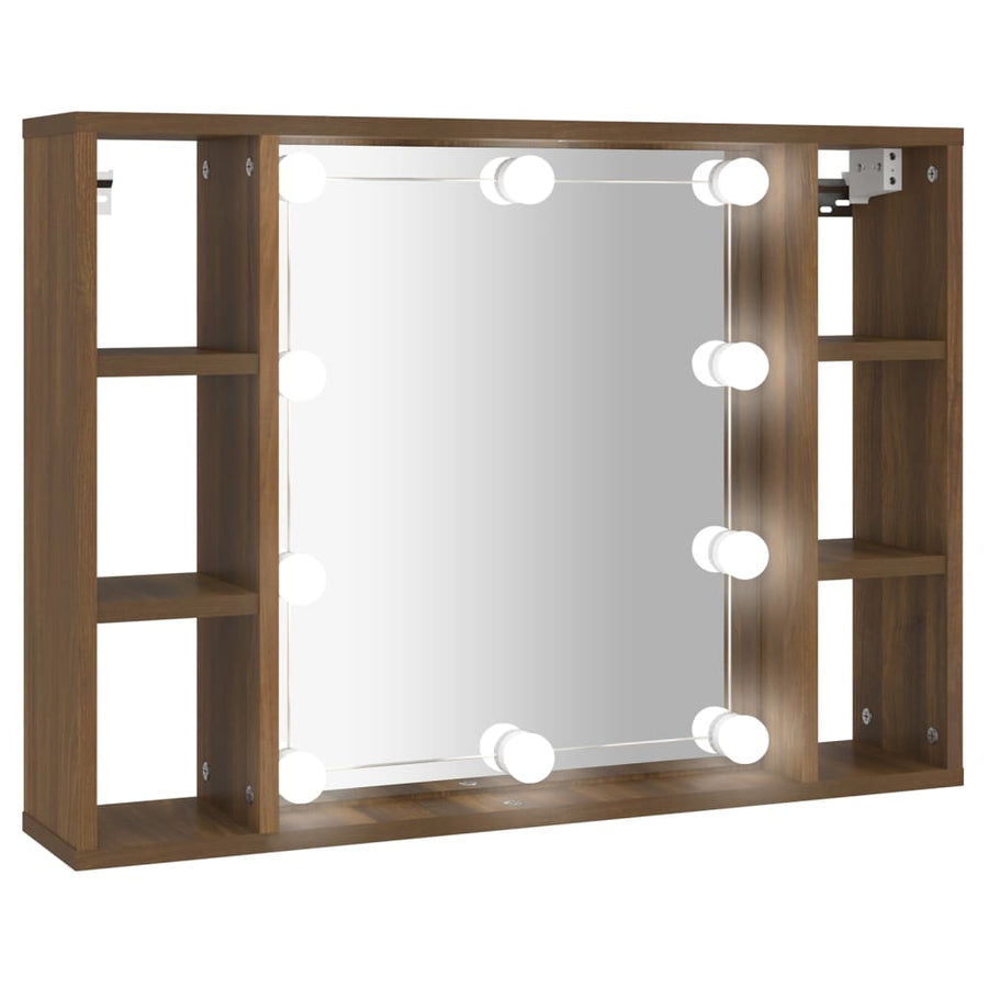 Spiegelkast Met Led-Verlichting 76X5X55 Cm Bruineikenkleurig bruin eikenkleur
