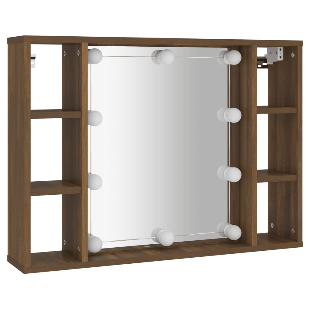 Spiegelkast Met Led-Verlichting 76X5X55 Cm Bruineikenkleurig bruin eikenkleur