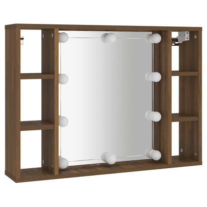 Spiegelkast Met Led-Verlichting 76X5X55 Cm Bruineikenkleurig bruin eikenkleur