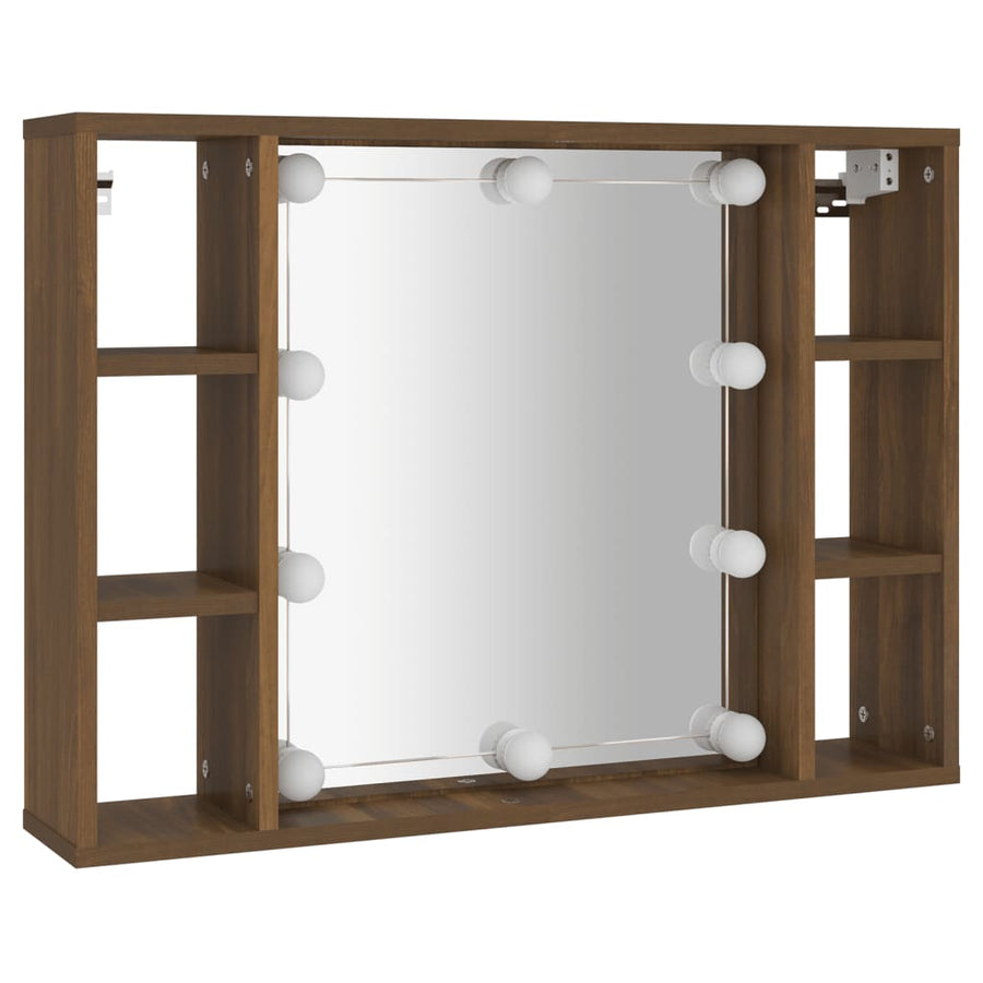 Spiegelkast Met Led-Verlichting 76X5X55 Cm Bruineikenkleurig bruin eikenkleur
