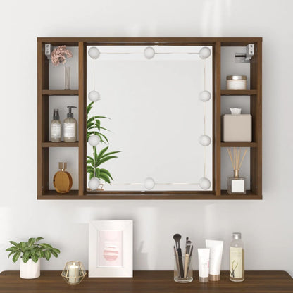 Spiegelkast Met Led-Verlichting 76X5X55 Cm Bruineikenkleurig bruin eikenkleur