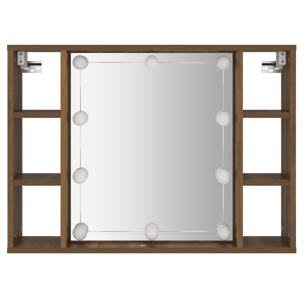 Spiegelkast Met Led-Verlichting 76X5X55 Cm Bruineikenkleurig bruin eikenkleur