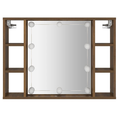 Spiegelkast Met Led-Verlichting 76X5X55 Cm Bruineikenkleurig bruin eikenkleur