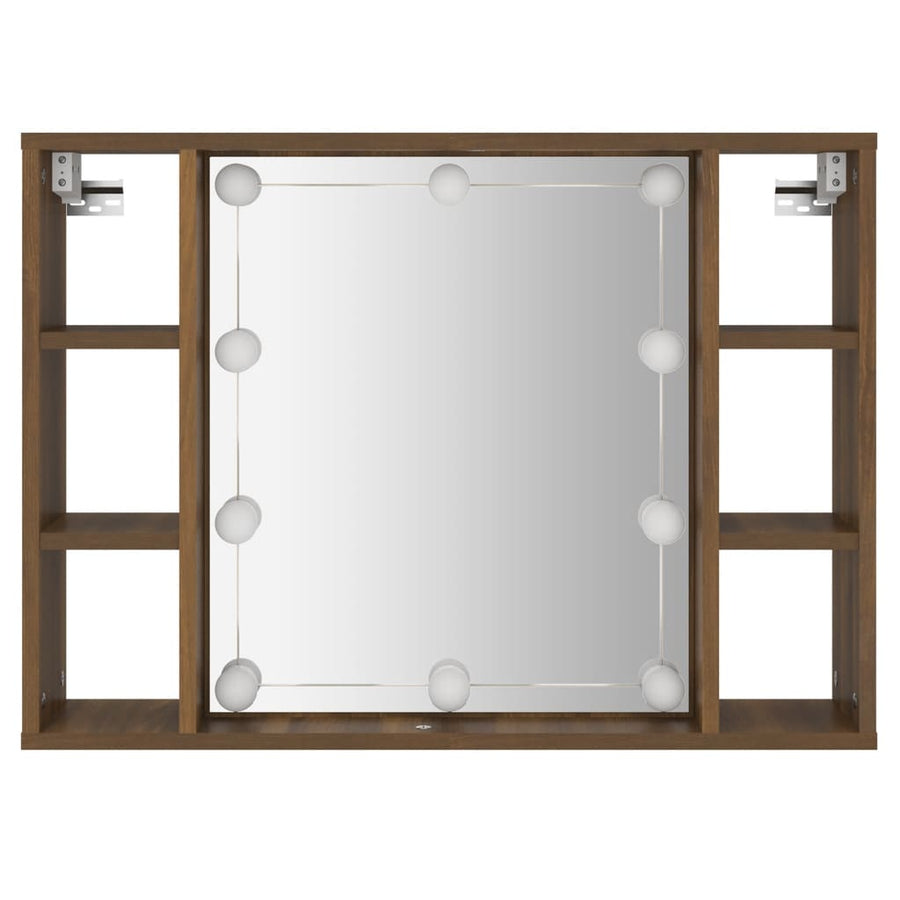 Spiegelkast Met Led-Verlichting 76X5X55 Cm Bruineikenkleurig bruin eikenkleur
