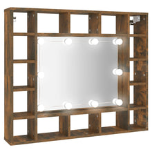 Spiegelkast Met Led-Verlichting 9X5X76,5 Cm Gerookt eiken