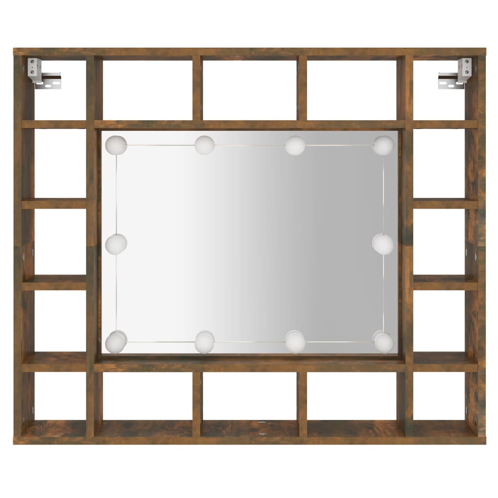 Spiegelkast Met Led-Verlichting 9X5X76,5 Cm Gerookt eiken