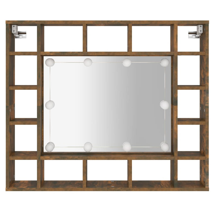 Spiegelkast Met Led-Verlichting 9X5X76,5 Cm Gerookt eiken
