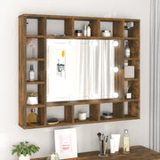 Spiegelkast 91x15x76,5 cm gerookt eiken met LED
