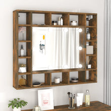 Spiegelkast Met Led-Verlichting 9X5X76,5 Cm Gerookt eiken