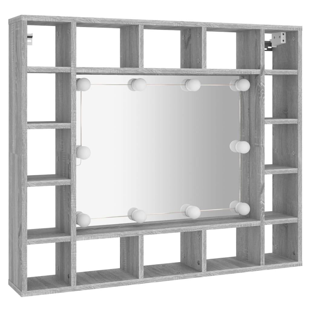 Spiegelkast Met Led-Verlichting 91X15X76,5 Cm Grijs sonoma